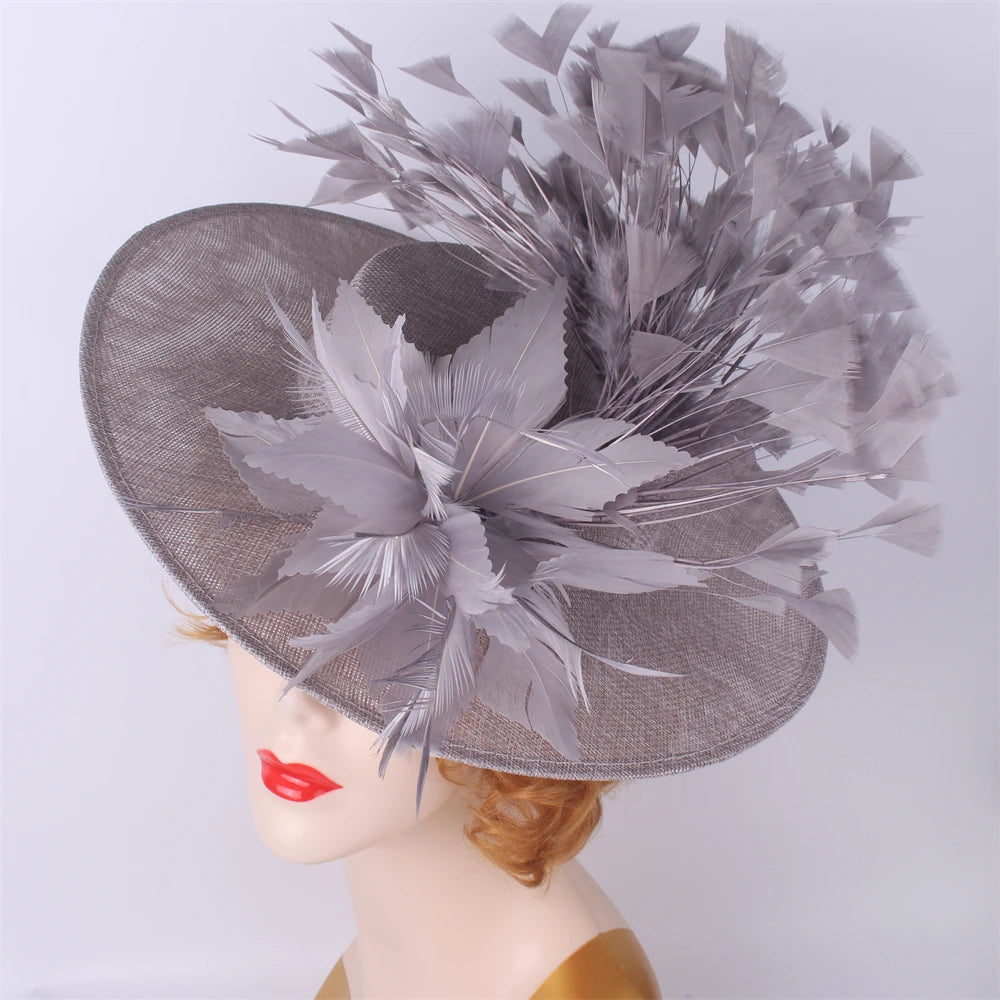 Elegant Flower Fascinator Hat with Feathers – Women’s Pillbox Headband for Weddings, Kentucky Derby & Special Events