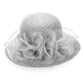 Women’s Summer Wide Brim Sun Hat – Elegant Organza Mesh Hat with Flower Decoration, Beach Vacation Sunshade Hat
