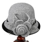 Women’s Wide Brim Bowler Hat – Vintage Church Hat with Mesh & Flowers, Elegant Accessory for Fancy Dress & Costumes