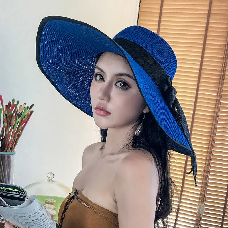 Women’s Wide Brim Straw Sun Hat – Foldable Beach Hat for Summer Holidays, Travel & UV Protection