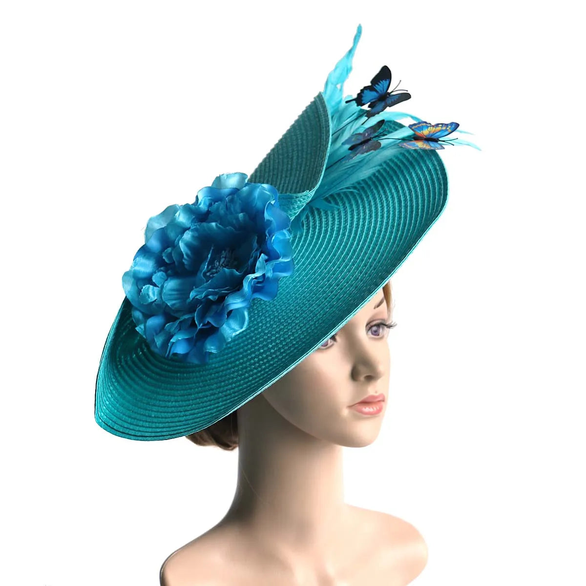 Braided Butterfly & Flower Fascinator Hat – Elegant Kentucky Derby, Jockey Club, Church, Cocktail & Tea Party Headpiece