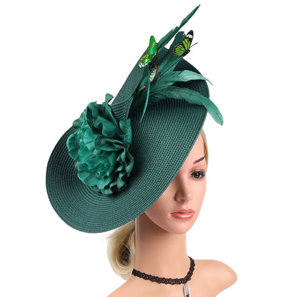 Braided Butterfly & Flower Fascinator Hat – Elegant Kentucky Derby, Jockey Club, Church, Cocktail & Tea Party Headpiece