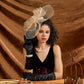 Big Flower Mesh & Feather Fascinator Headband – Elegant Bow Bridal Hair Accessories for Women