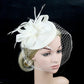 Elegant Feather & Lace Pillbox Fascinator Hat – Women’s Wedding, Bridal Veil, Cocktail, Tea Party & Derby Mesh Headpiece