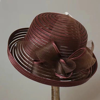 Women’s Rolled Edge Mesh Sun Hat – Fabric Flower Decoration, Breathable Sunshade Sports & Leisure Cap