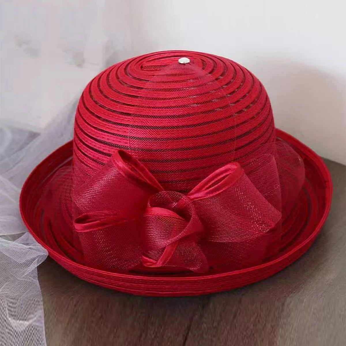 Women’s Rolled Edge Mesh Sun Hat – Fabric Flower Decoration, Breathable Sunshade Sports & Leisure Cap