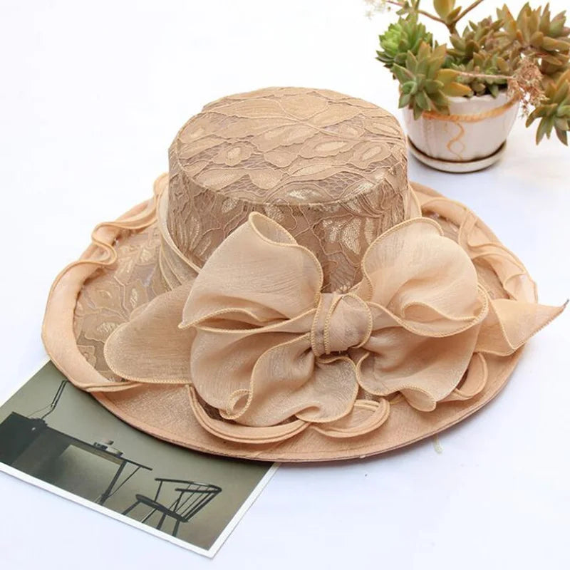 New Summer Organza Church Derby Hat – Women’s Fascinator Bow Cap for Tea Party & Wedding