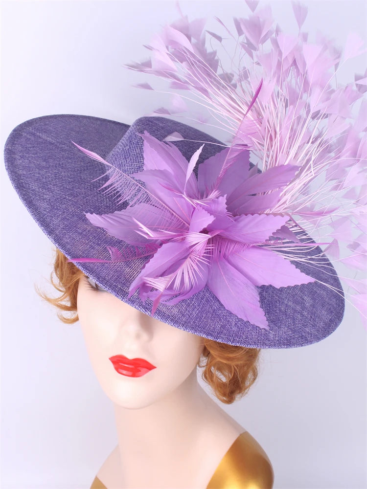 Elegant Flower Fascinator Hat with Feathers – Women’s Pillbox Headband for Weddings, Kentucky Derby & Special Events