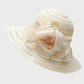 New Fashion Women’s Organza Sun Hat – Wide Brim Fedora with Big Flower, Elegant Wedding & Church Party Hat