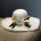 Women’s Large Brim Straw Hat – Oversized Flat Top Beach Hat with Floral Decoration, Elegant Travel & Holiday Fashion Accessory