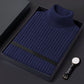 Autum Men's Slim Fit Pullover Sweaters Long Sleeve Turtleneck Sweater Casual Stripe Knitted Winter Warm Outdoor Streetwear