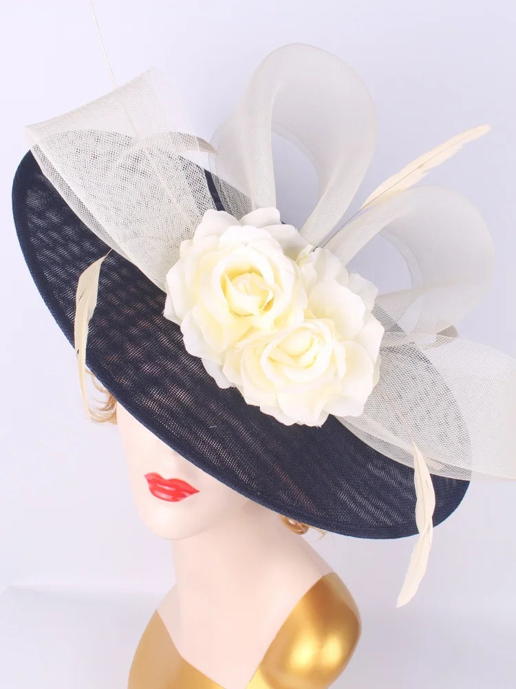 Women’s Large Flower Fascinator Hat – Elegant Church & Kentucky Derby Millinery for Weddings and Formal Events