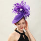 Elegant Big Flower Wedding Fascinator Hat – Women’s Formal Cocktail, Tea Party, Church Headpiece with Headband, Ladies Derby Millinery Cap