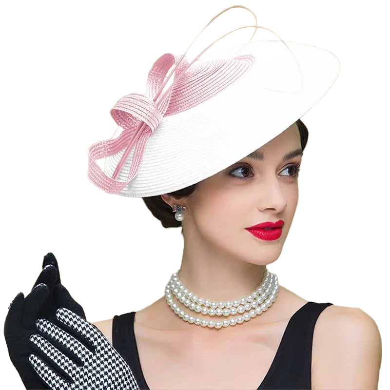 FS Fascinators Pillbox Hat for Women – Elegant Black & White Church Fedora, Wedding Kentucky Derby Dress Hat