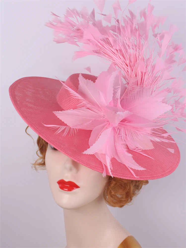 Elegant Flower Fascinator Hat with Feathers – Women’s Pillbox Headband for Weddings, Kentucky Derby & Special Events