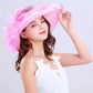 Women’s Organza Mesh Wide Brim Hat – Ruffle Summer Bridal Sun Hat for Weddings, Church, Parties & Beach