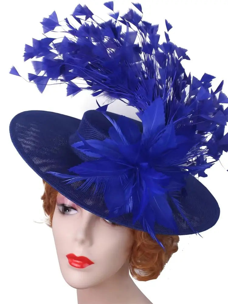 Elegant Flower Fascinator Hat with Feathers – Women’s Pillbox Headband for Weddings, Kentucky Derby & Special Events