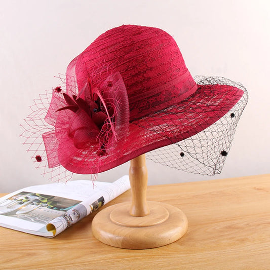 Elegant Women’s Organza Sun Hat – Wide Brim Travel Beach Cap, Party Bucket Hat for Summer