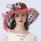 Elegant Women’s Organza Sun Hat – Vintage Wide Brim Fedora with Large Flower, Summer Church & Party Hat