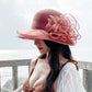 Women’s Summer Eugenia Flower Large Brim Beach Hat – Organza Sunshade Fisherman Hat for Travel, Tea Parties, Weddings & Outdoor Activities