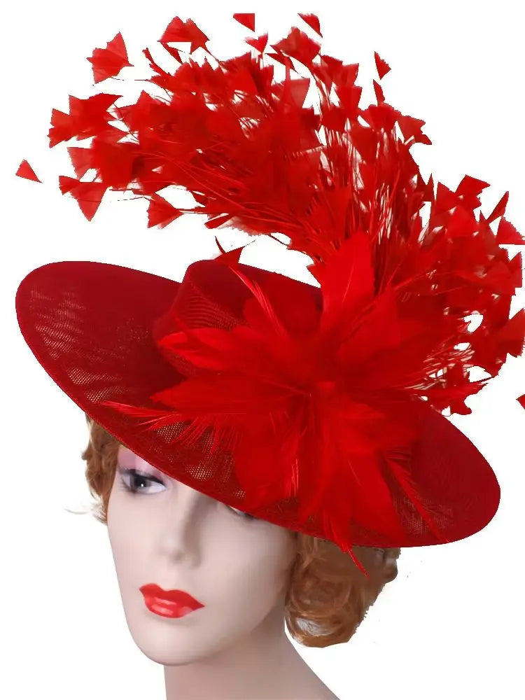 Elegant Flower Fascinator Hat with Feathers – Women’s Pillbox Headband for Weddings, Kentucky Derby & Special Events