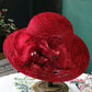 Elegant Women’s Mesh Pearl Flower Sun Hat – Foldable Wide Brim Lace Beach Hat for Spring & Summer
