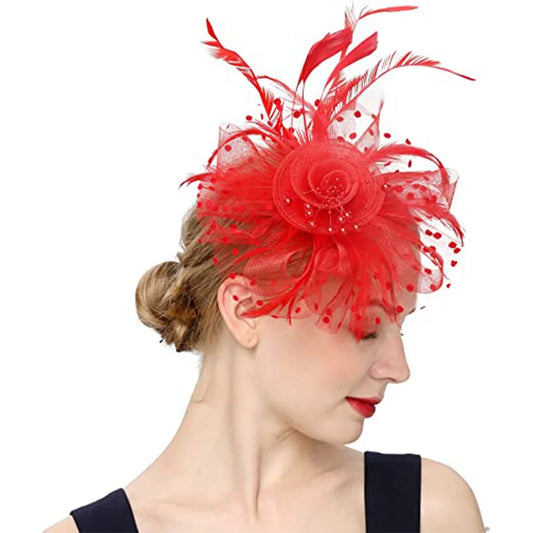 Bridal Feather Headband – Elegant Wedding Hair Clip & Bridesmaid Headpiece for Bride, Cocktail Parties & Special Occasions