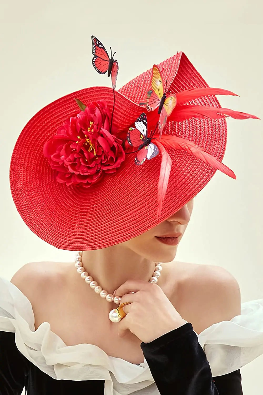 Elegant Butterfly & Floral Fascinator Hat – Women’s Tea Party, Kentucky Derby, Church Pillbox Headpiece with Headband