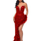 Elegant Feathers High Split Birthday Party Glitter Sequins Maxi Dress Women Night Club Wedding Evening Prom Dresses Robe