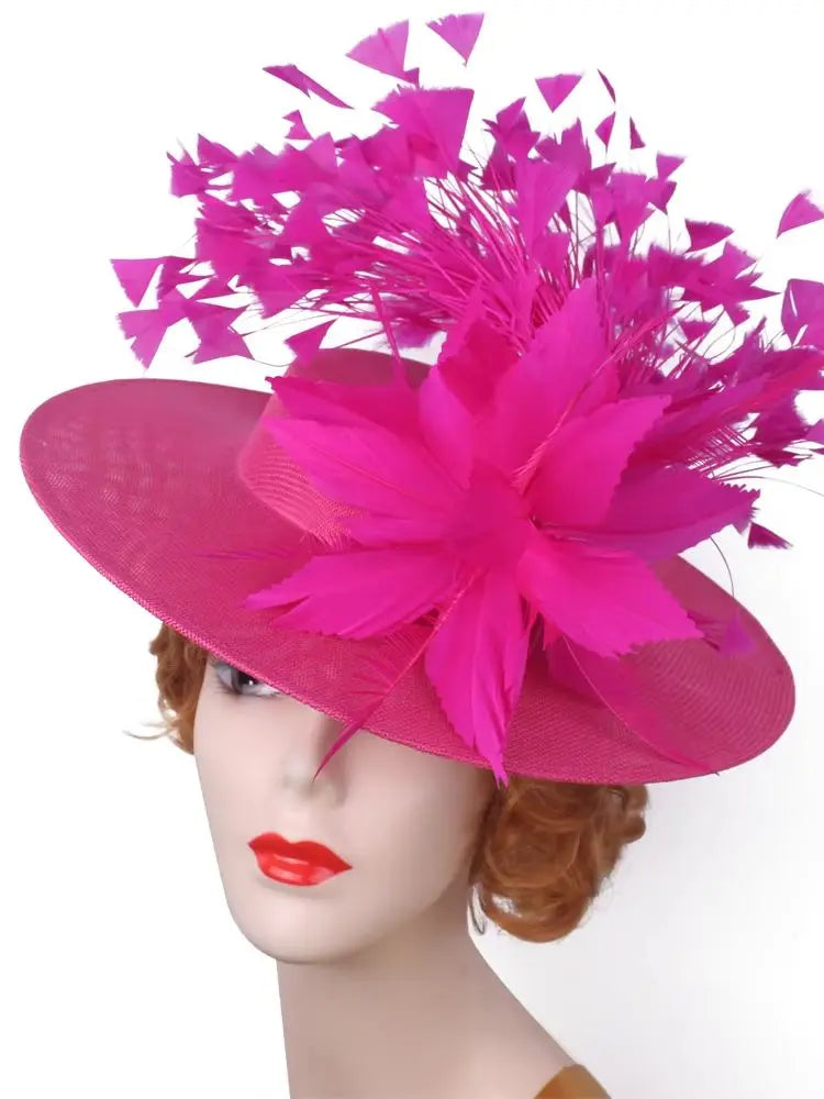 Elegant Flower Fascinator Hat with Feathers – Women’s Pillbox Headband for Weddings, Kentucky Derby & Special Events