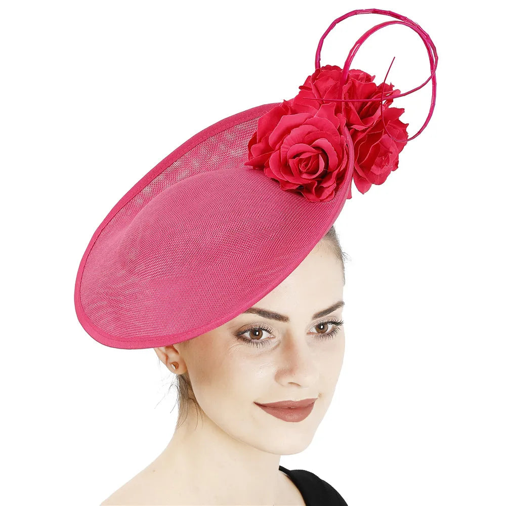 Gorgeous Formal Wedding Fedora Hat – Women’s Big Derby Flower Fascinator, Handmade Fashion Millinery Headpiece for Special Occasions
