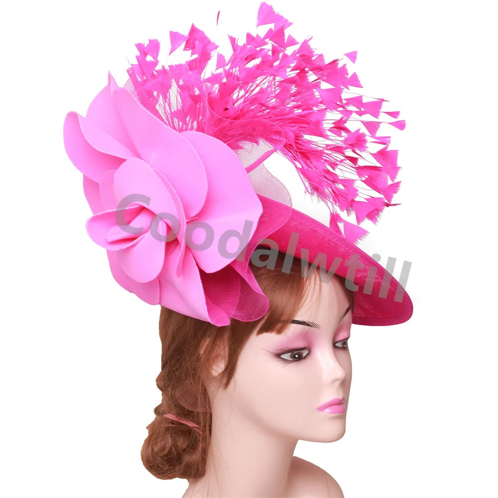 Elegant Big Flower Wedding Fascinator Hat – Women’s Formal Cocktail, Tea Party, Church Headpiece with Headband, Ladies Derby Millinery Cap