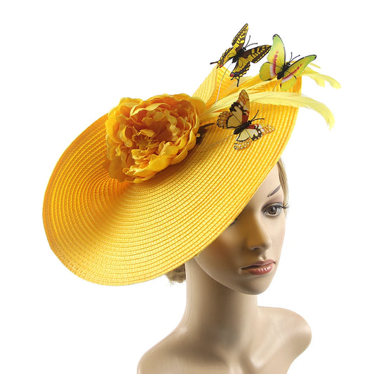 Braided Butterfly & Flower Fascinator Hat – Elegant Kentucky Derby, Jockey Club, Church, Cocktail & Tea Party Headpiece