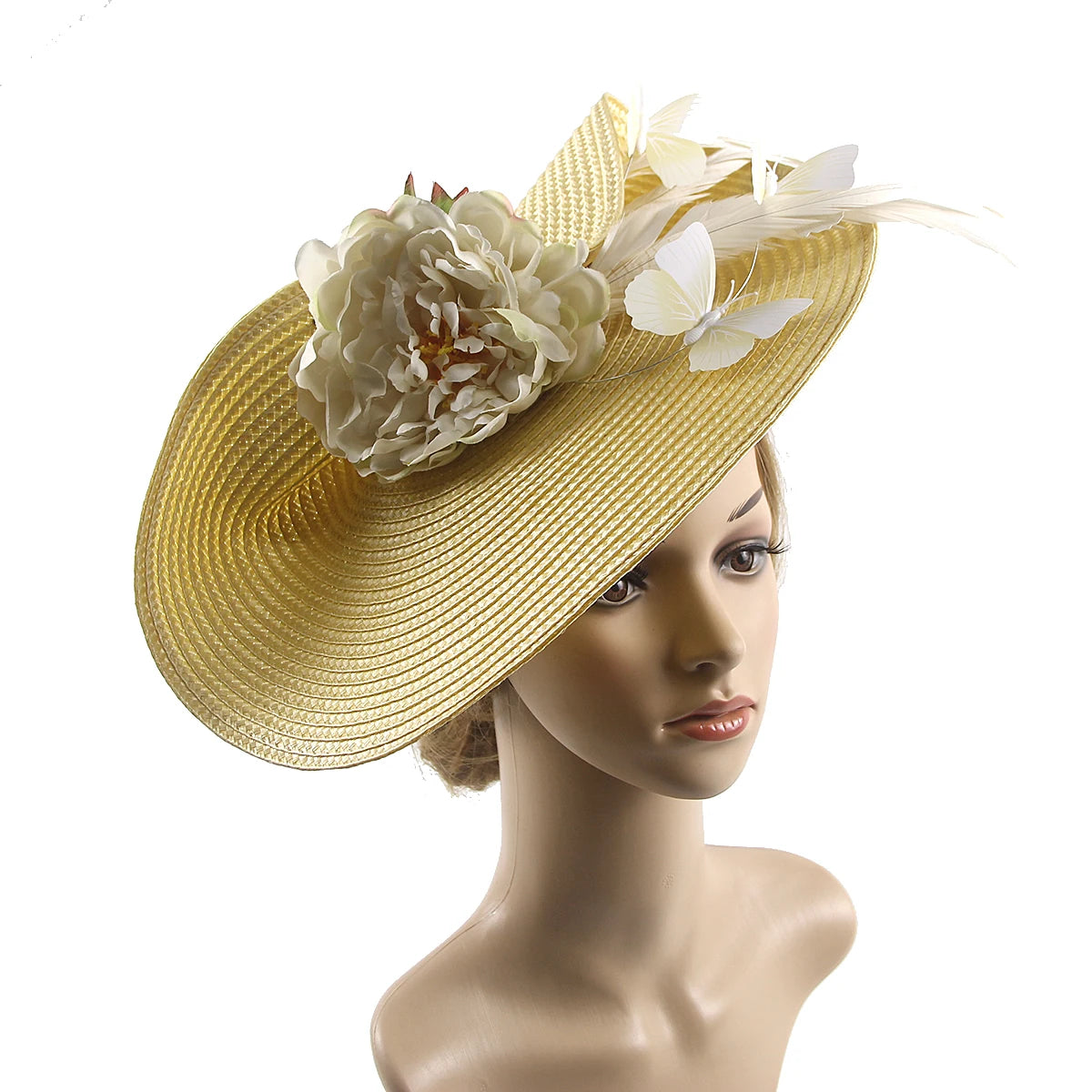 Braided Butterfly & Flower Fascinator Hat – Elegant Kentucky Derby, Jockey Club, Church, Cocktail & Tea Party Headpiece