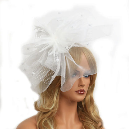 Large Mesh Fascinator Hat with Face Veil – Women’s Hair Clip for Weddings, Cocktail Parties & Horse Races