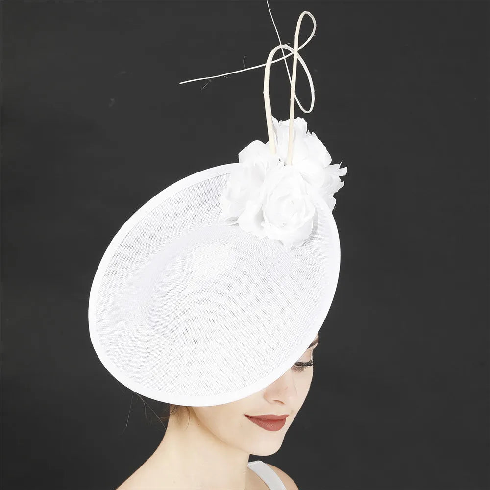 Gorgeous Formal Wedding Fedora Hat – Women’s Big Derby Flower Fascinator, Handmade Fashion Millinery Headpiece for Special Occasions