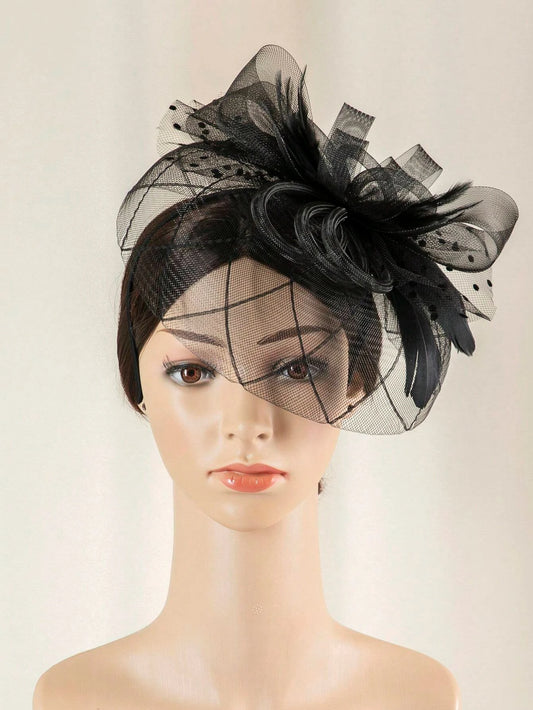 Elegant Solid Color Nylon Fascinator – Women’s Cocktail, Party, Halloween & Valentine’s Day Headpiece