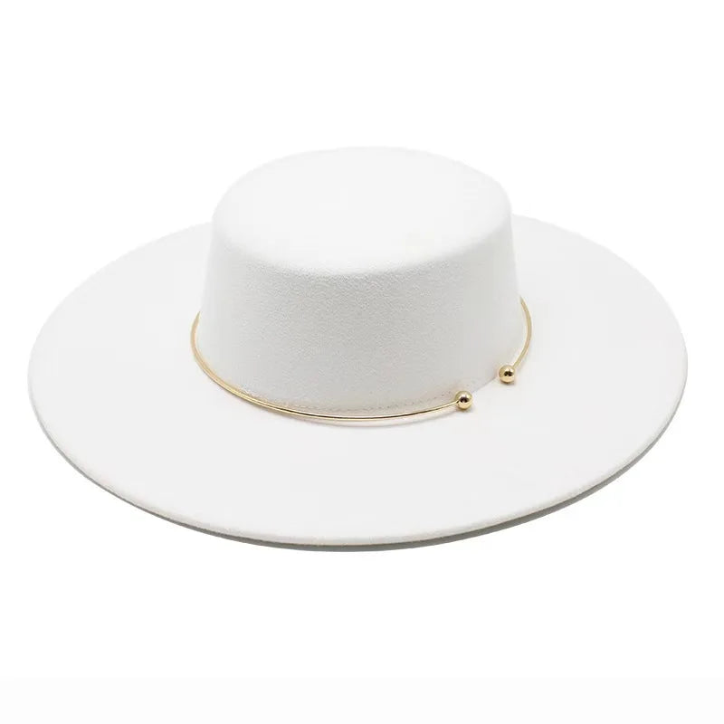2025 Fashion Fedora Hats – Unisex Flat Top Dress Cap with Ribbon Band, Elegant Bowler Panama Jazz Hat for Men & Women