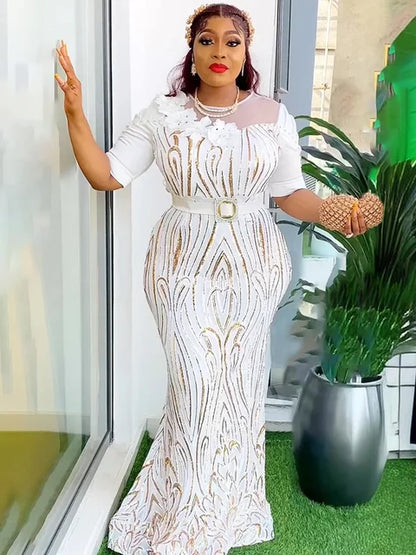 2025 Elegant Sequin Mermaid Gown – Luxury African Dubai Wedding & Evening Dress