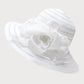 New Fashion Women’s Organza Sun Hat – Wide Brim Fedora with Big Flower, Elegant Wedding & Church Party Hat