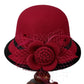 Women’s Wide Brim Bowler Hat – Vintage Church Hat with Mesh & Flowers, Elegant Accessory for Fancy Dress & Costumes