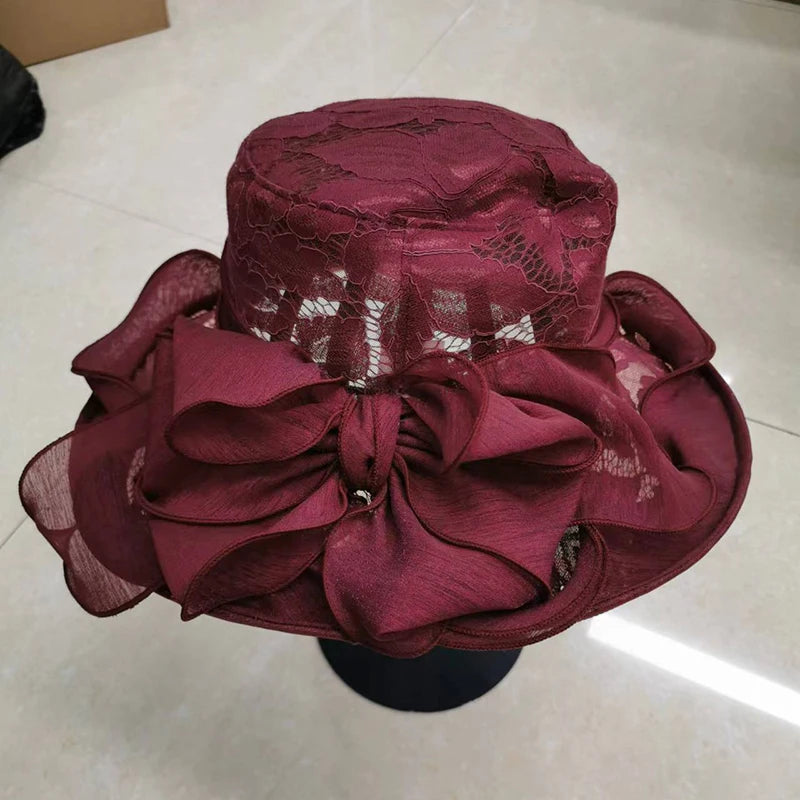 New Summer Organza Church Derby Hat – Women’s Fascinator Bow Cap for Tea Party & Wedding