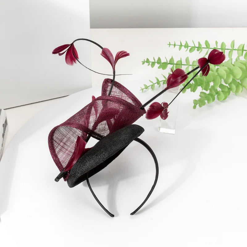 2025 Elegant Feather & Flower Fascinator Pillbox Hat – Women’s Wedding, Tea Party, Kentucky Derby & Cocktail Headpiece