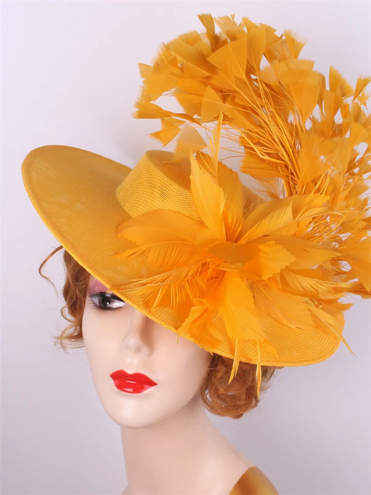 Elegant Flower Fascinator Hat with Feathers – Women’s Pillbox Headband for Weddings, Kentucky Derby & Special Events