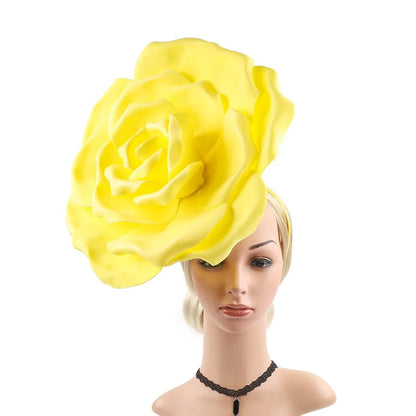 Large Flower Fascinators Womens Derby Hat Wedding Prom Rose Fascinator Hat Tea Party Headpiece with Headband Clip