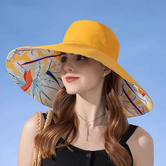 Women’s Wide Brim Sun Hat – Reversible Double-Sided UPF 50+ Summer & Beach Hat