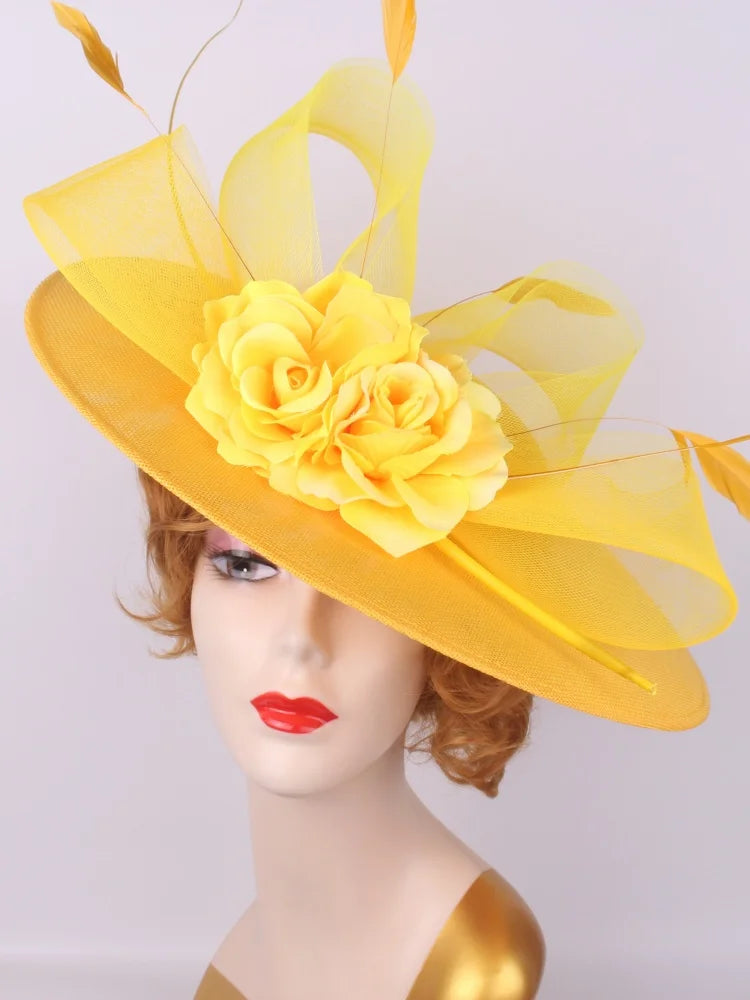 Women’s Large Flower Fascinator Hat – Elegant Church & Kentucky Derby Millinery for Weddings and Formal Events
