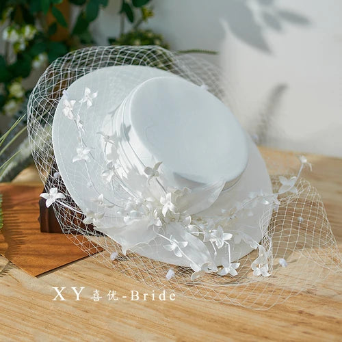 White Satin Fedora Hat with Elegant Flower – Women’s Wide Brim Dress Hat for Weddings, Church, Cocktail Parties & Kentucky Derby