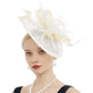 Charming Feather Fascinator Hat – Women’s Wedding, Cocktail, Tea Party Mesh Flower Headpiece with Headband