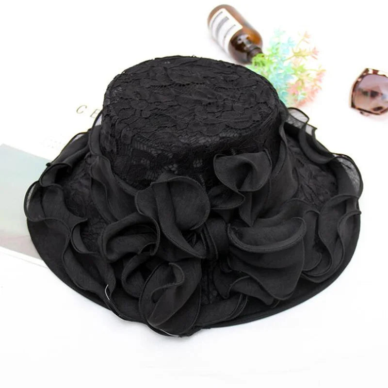 New Summer Organza Church Derby Hat – Women’s Fascinator Bow Cap for Tea Party & Wedding